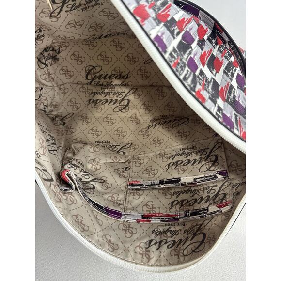 Guess Bobbi Tote Bag Lipstick Print Red Purple 90s Y2K Purse - Picture 8 of 12